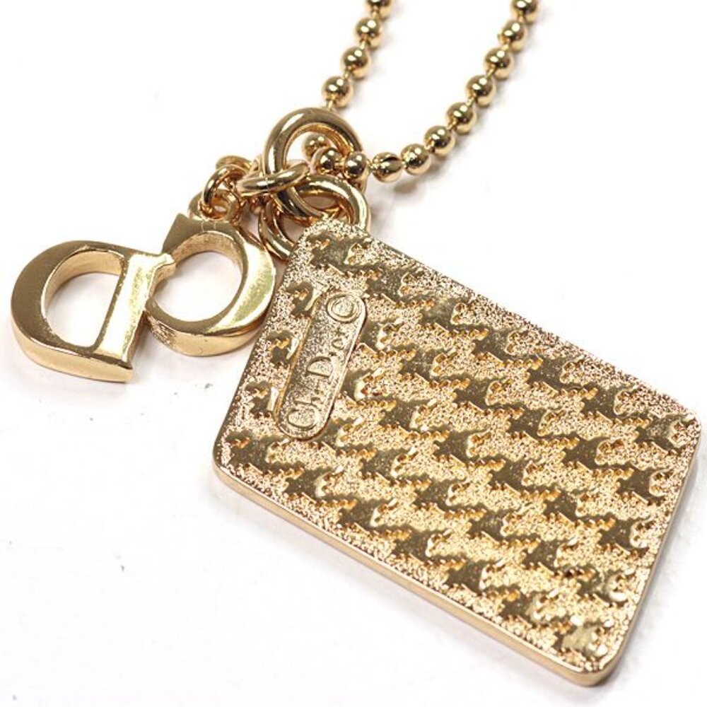 Dior Houndstooth Long Necklace Gold Color Metal 81.5 cm CD Logo - Picture 4 of 6